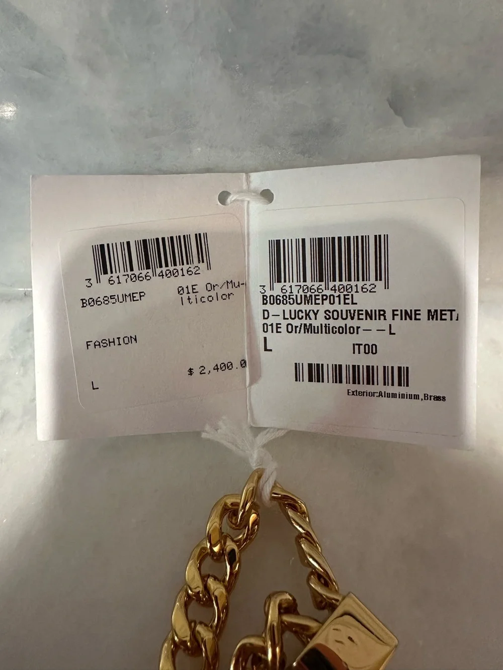 NWT Dior Lucky Souvenir Fine Metal Charm Belt, Gold, Large
